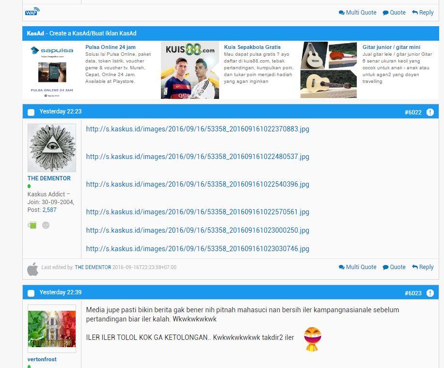 Kaskus loaded dengan baik, tapi gambar dalam post tidak.