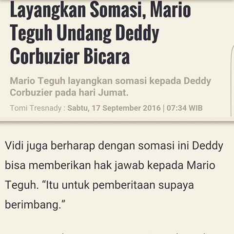 Layangkan Somasi, Mario Teguh Undang Deddy Corbuzier Bicara