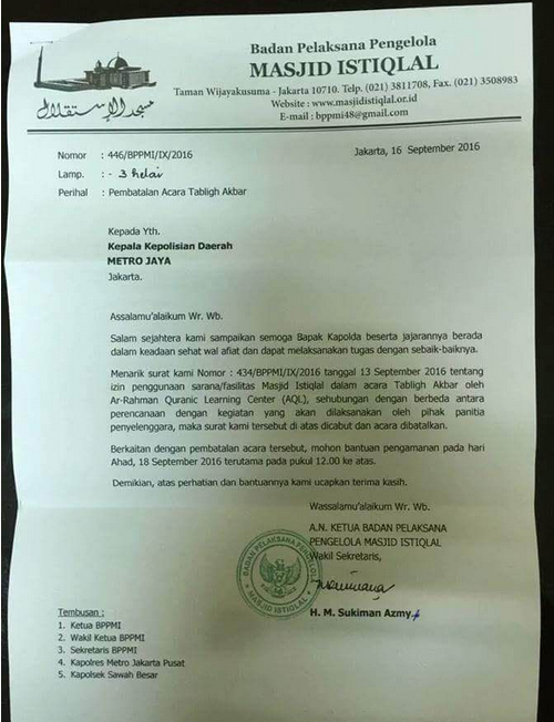 Tabligh Akbar di Istiqlal Dibatalkan, Calon Peserta Diajak Tetap Hadir Berdoa
