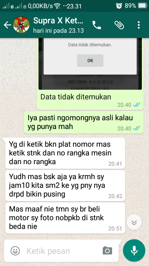 beli motoe second NO. BPKB di STNK dan dan BPKB di BPKB beda :(