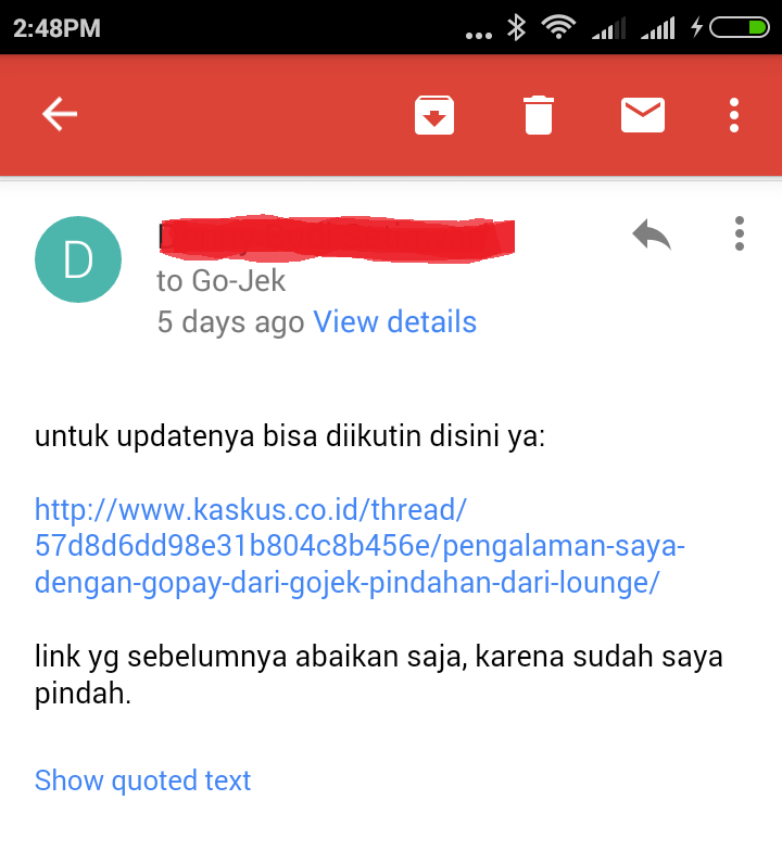 Pengalaman Saya dengan Gopay dari Gojek (Pindahan dari Lounge)