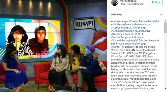 Waduh..!!! Marissa Haque sumpahi Feni Rose sakit kanker lidah gara-gara foto ini