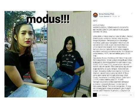 N alias Lena wanita cantik tukang begal sadis di Bekasi