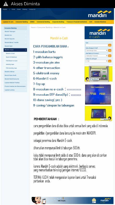 Penipuan dengan mandiri e-cash