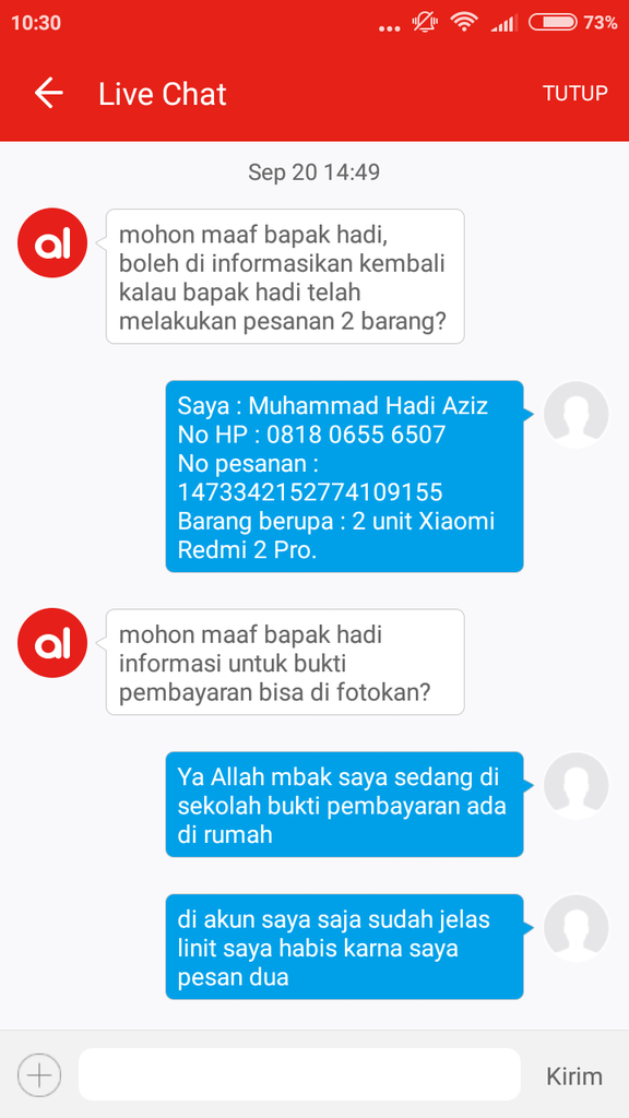 Customer Service AKULAKU, udah Bohong, Ga kompak pula. XD