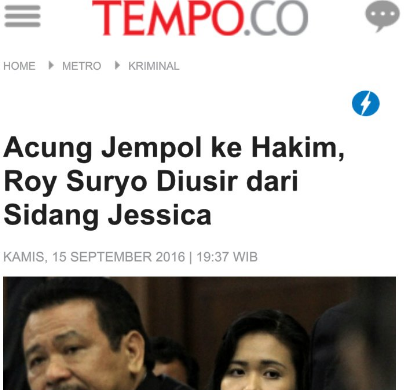 Kedatangan Iron Man/Robert Downey Junior di sidang JESSICA kasus sianida.