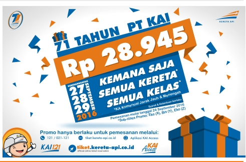 Promo HUT PT KAI Naik Kereta cuma, Tiketnya Rp28 Ribu!