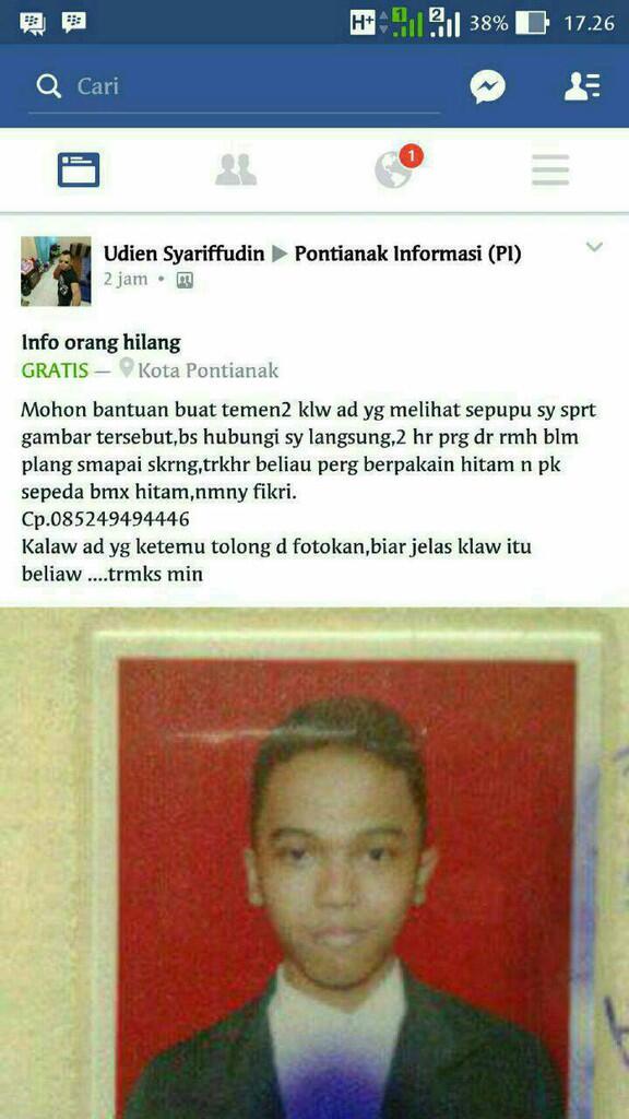 Bantuin Temennya temen ane yg ilang gan