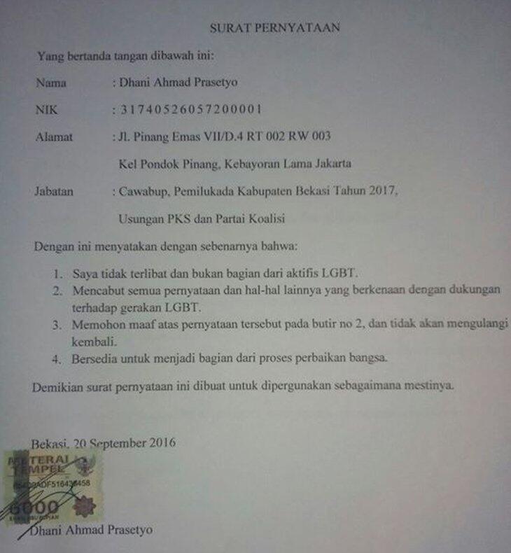 Ahmad Dhani ‘Tobat Jadi LGBT’ setelah Dicalonkan PKS, Ini Surat Pernyataannya