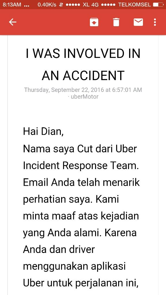 Kecelakaan saat menggunakan UBER? jangan harap ada asuransi.