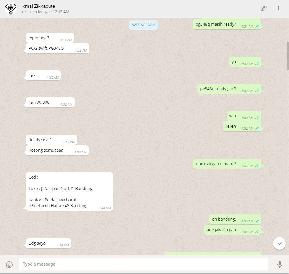 Percobaan Penipuan Komplotan Ikmal Zikkacute - Monitor Asus PG348Q