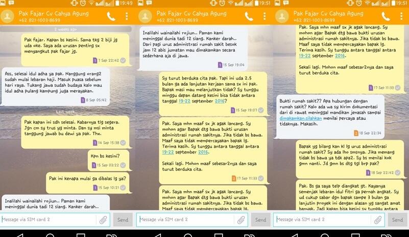 HATI-HATI BERTRANSAKSI DENGAN KONTRAKTOR CV CAHYA AGUNG