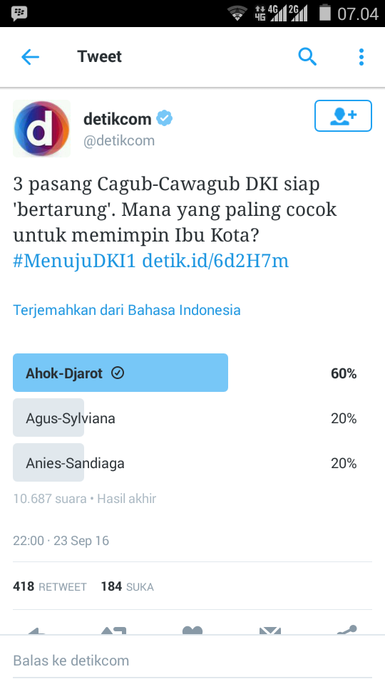 Agus-Sylviana Diprediksi Pecah Suara Ahok