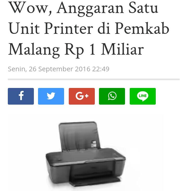 Wow, Anggaran Satu Unit Printer di Pemkab Malang Rp 1 Miliar