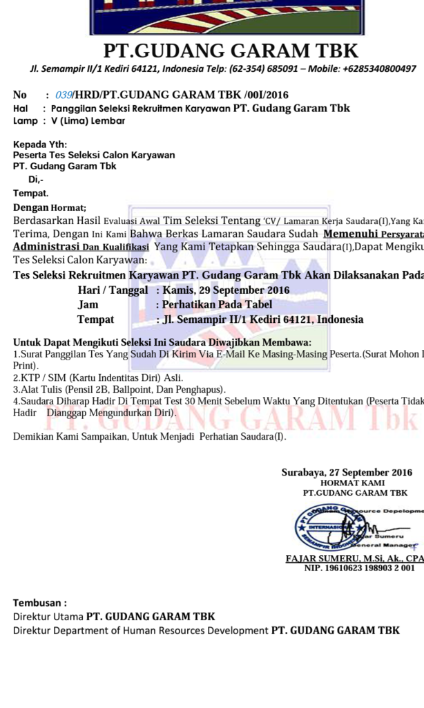 &#91;ask&#93; ada yang dapet email panggilan kerja pt gudang garam?