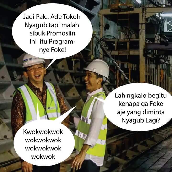 Keakraban Jokowi dan Ahok Saat Tinjau Proyek LRT dan MRT