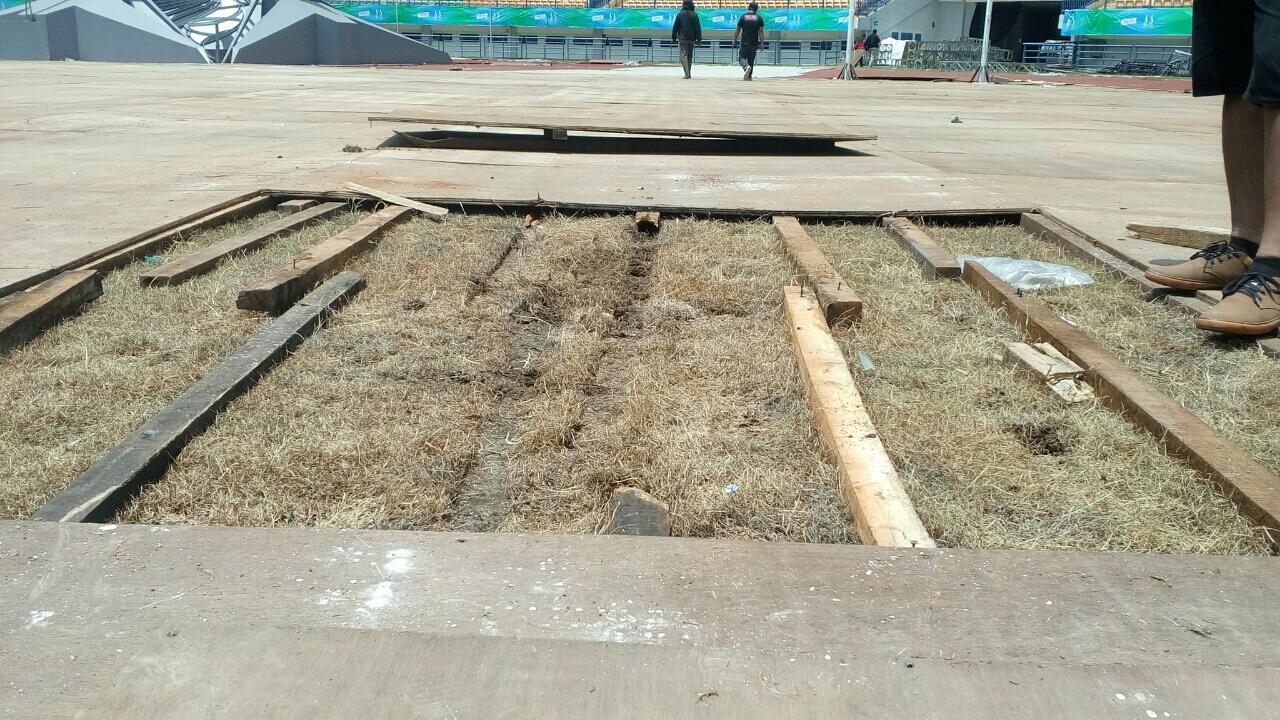Kondisi rumput Gelora Bandung Lautan Api (GBLA) pasca PON