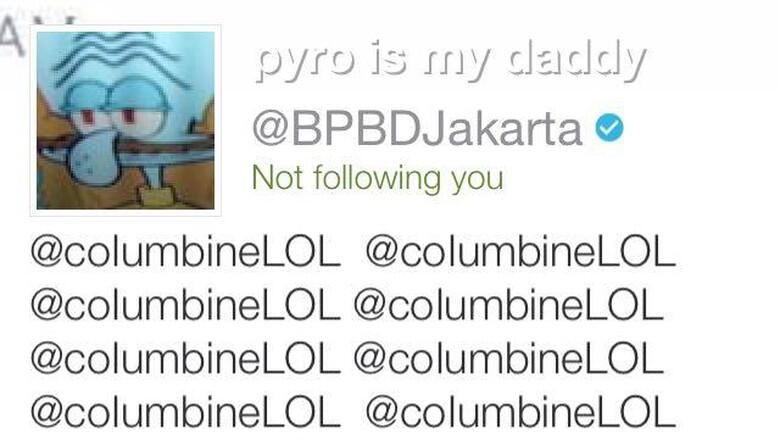 Akun Twitter BPBD DKI Jakarta Dihack, Squidward Muncul