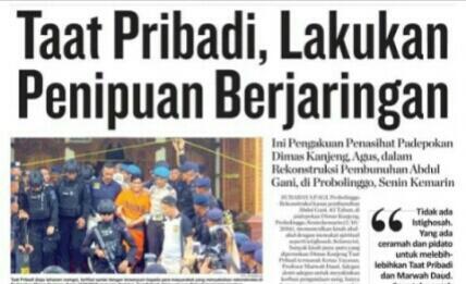 Taat Pribadi, Lakukan Penipuan Berjaringan