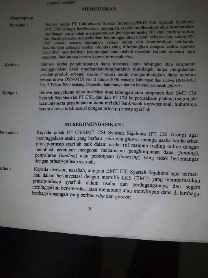 Sharing INVESTASI PT. CAKRABUANA SUKSES INDONESIA (CSI)