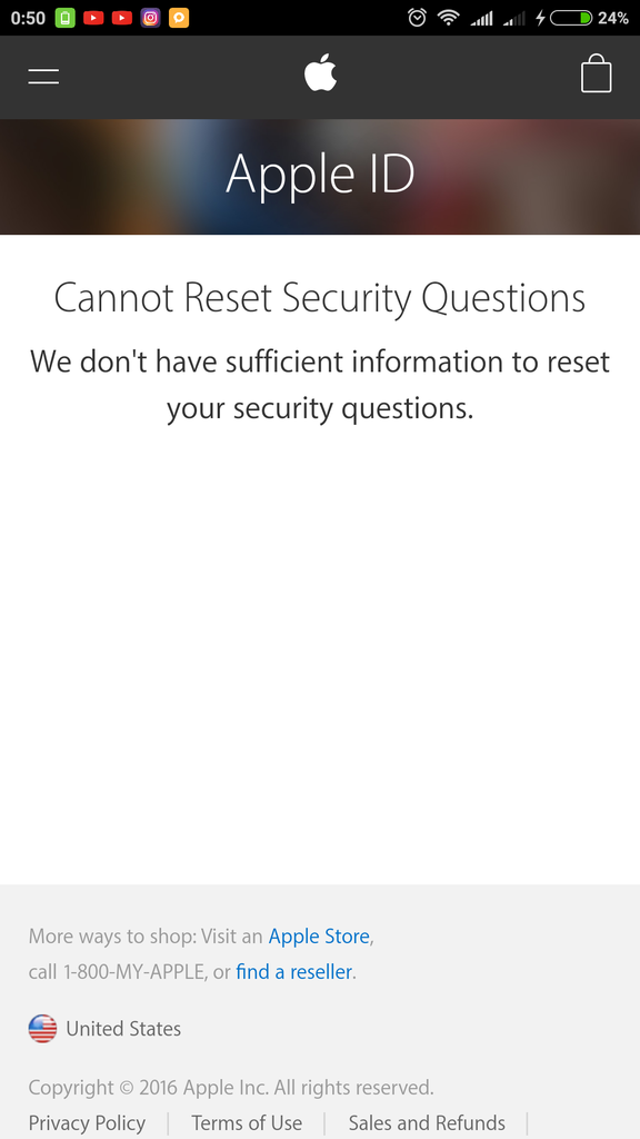 Cannot Reset Security Questions