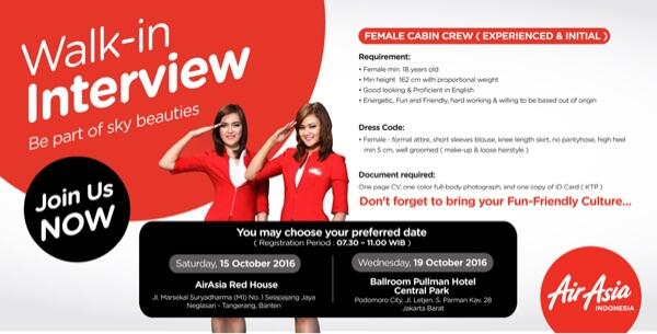 &#91;Jakarta&#93; AirAsia Cabin Crew Recruitment October 2016