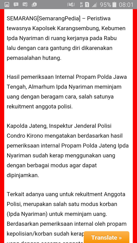Kapolsek Karangsembung Tewas Tergantung di Ruang Kerjanya Usai Rapat