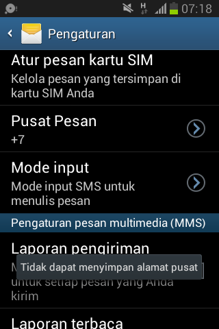 Masalah Pusat pesan di hp android