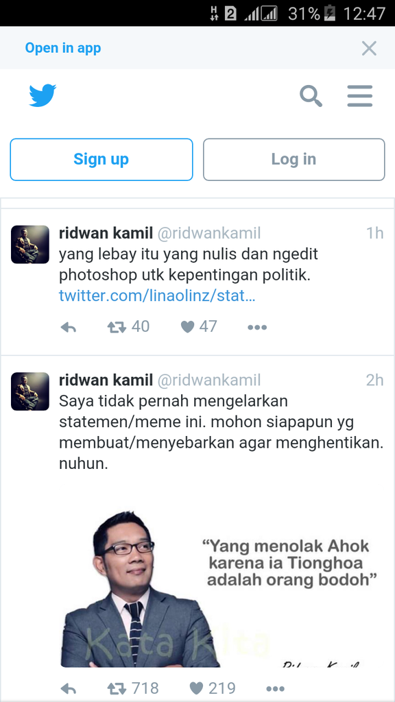 Ridwan Kamil Protes Dicatut dalam Meme Dukung Ahok