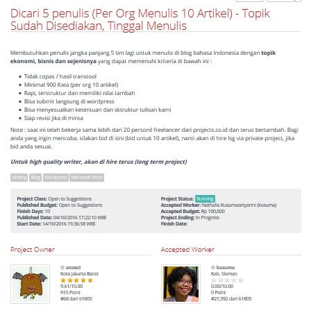 &#91;LOWONGAN FREELANCER&#93; Dicari 5 penulis (Per Org Menulis 10 Artikel)