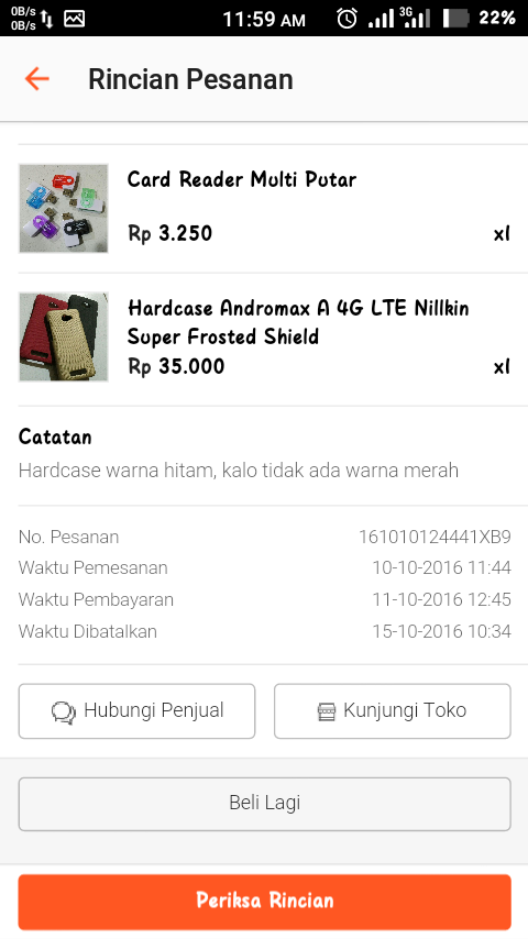 Tidak Profesional, seller di Shopee membatalkan sepihak pesanan saya