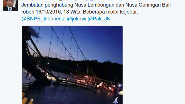 Jembatan Kuning di Bali Ambruk Diduga karena Pondasi yang Pernah Direnovasi