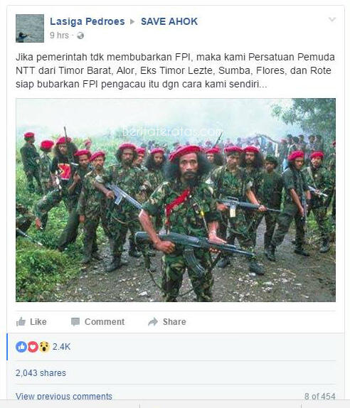 #Masyarakat NTT Siap Bumi Hanguskan FPI Sampai Habis Jika Berani Mengancam Nyawa Ahok