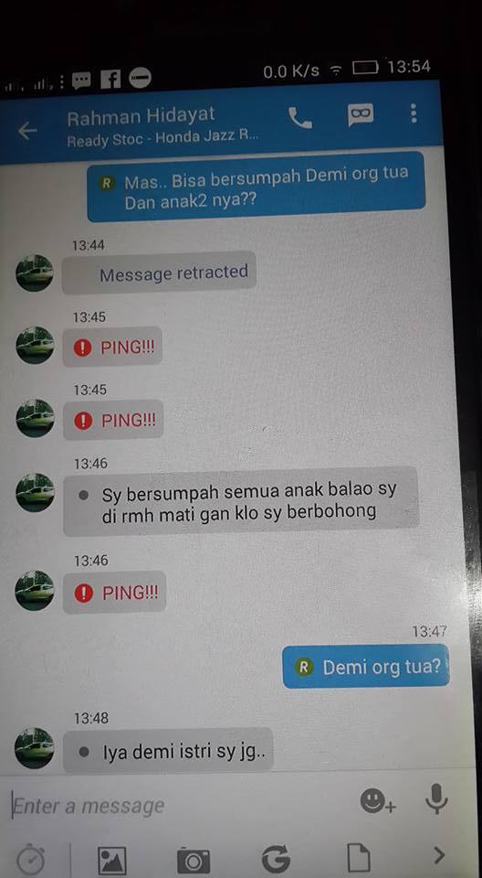 Penipu ini rela bersumpah demi orangtua &amp; istri, eh malah ketipu balik