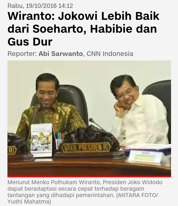 Wiranto: Jokowi Lebih Baik dari Soeharto, Habibie dan Gus Dur