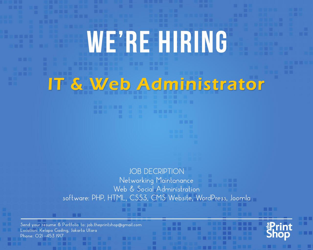 LOWONGANG: IT &amp; WEB ADMIN