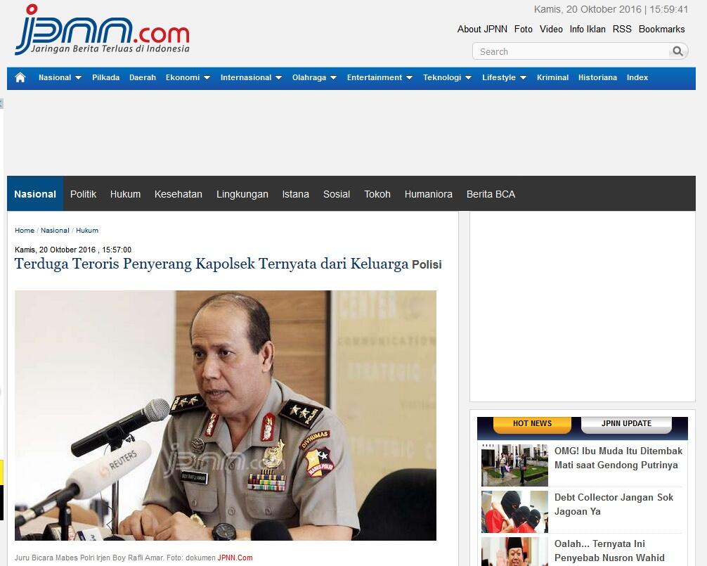 Terduga Teroris Penyerang Kapolsek Ternyata dari Keluarga Polisi