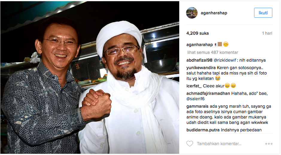 Banyak yang gak ngerti foto Ahok bareng Habib Rizieq bertujuan (berharap) damai