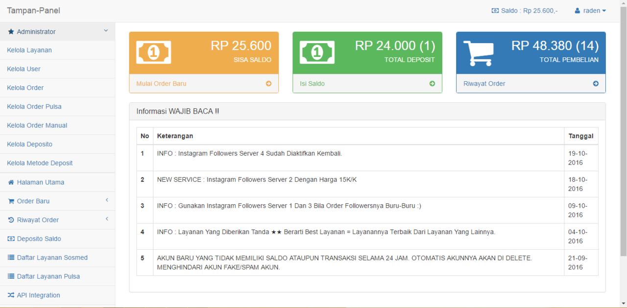 Tampan-Panel Reseller Panel Member