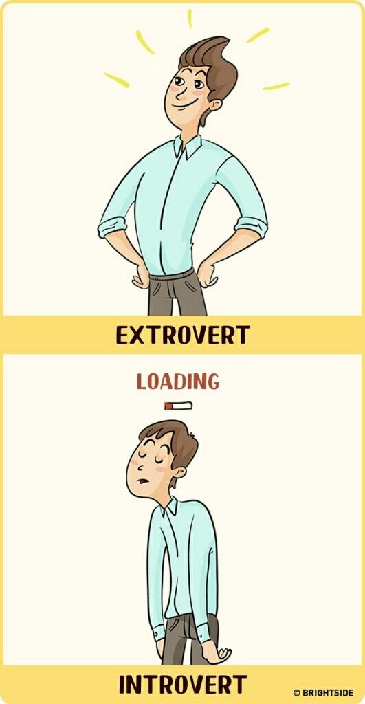 12 Ilustrasi Beda Orang Introvert dan Ekstrovert Menjalani Hidup