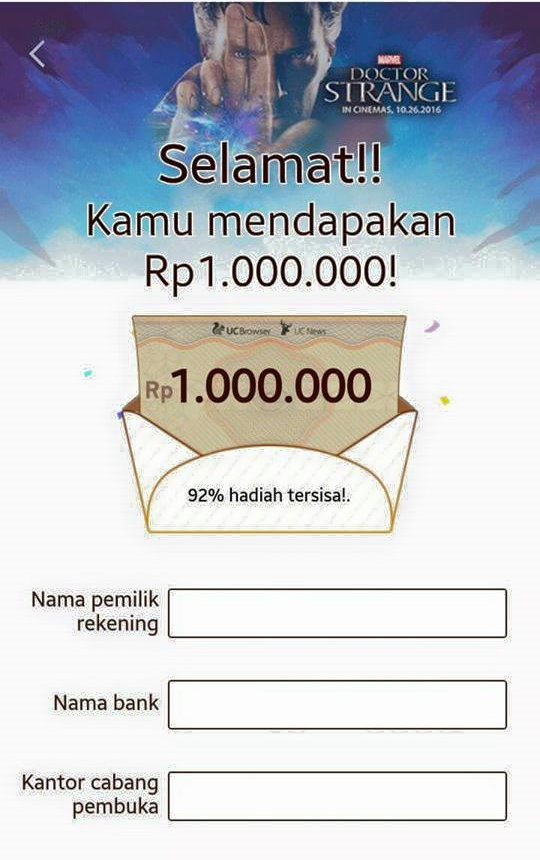 Giveaway: Dapatkan Uang Rp1 Juta dari UC News Gratis !