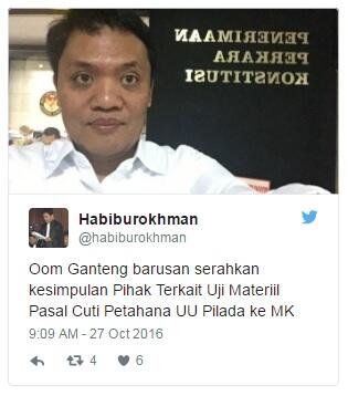 Habiburokhman Posting Foto Selfie Ganteng di MK