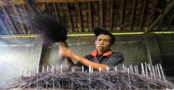 Begini rupanya ijuk bahan baku sapu dibikin...