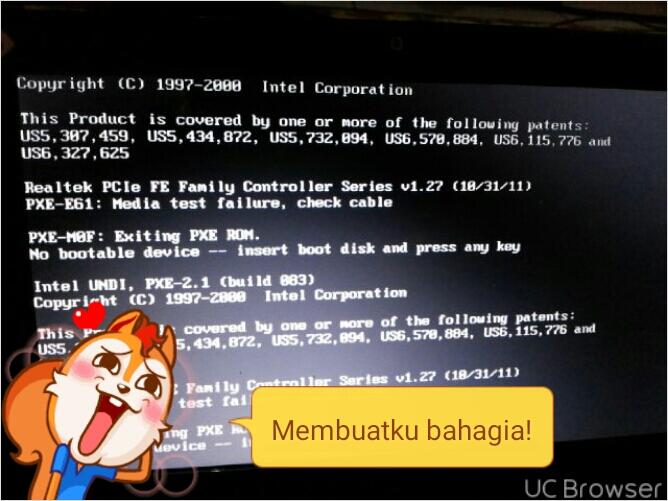 cara memperbaiki laptop yang muncul intel UNDI PXE-2.1 v14.0.8 Copyright (C).?