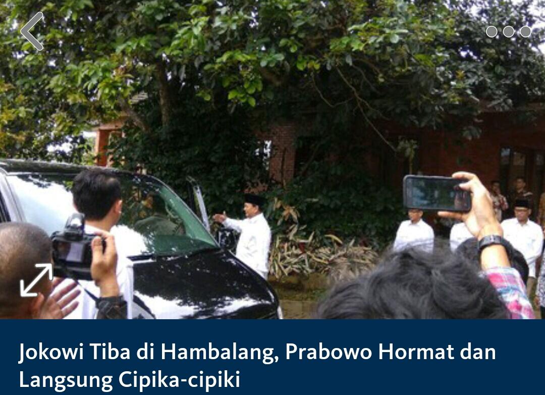 Presiden Jokowi Temui Prabowo di Hambalang Siang Ini