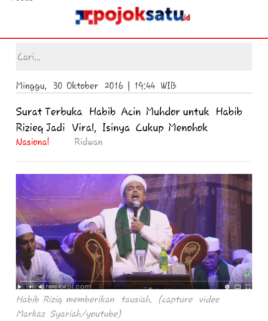 Surat Terbuka Habib Acin Muhdor untuk Habib
Rizieq Jadi Viral, Isinya Cukup Menohok
