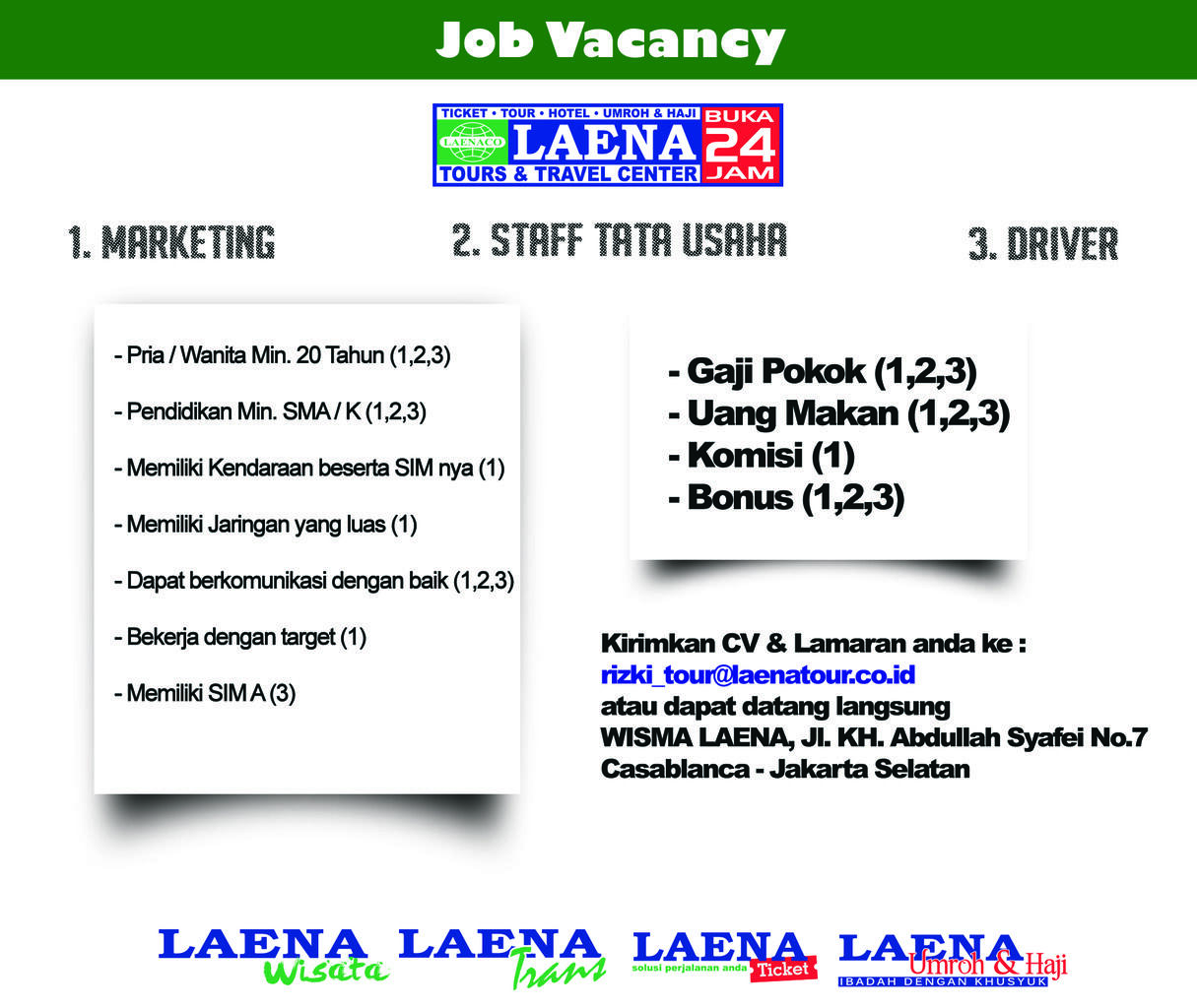 Lowongan PT.Megahbuana Laena Persada