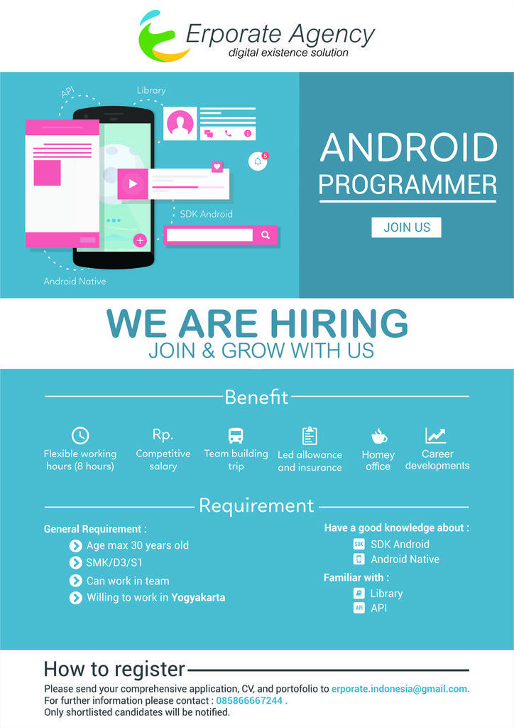 Lowongan kerja web developer, android developer lokasi jogja