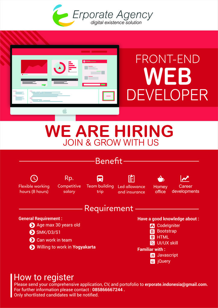 Lowongan kerja web developer, android developer lokasi jogja