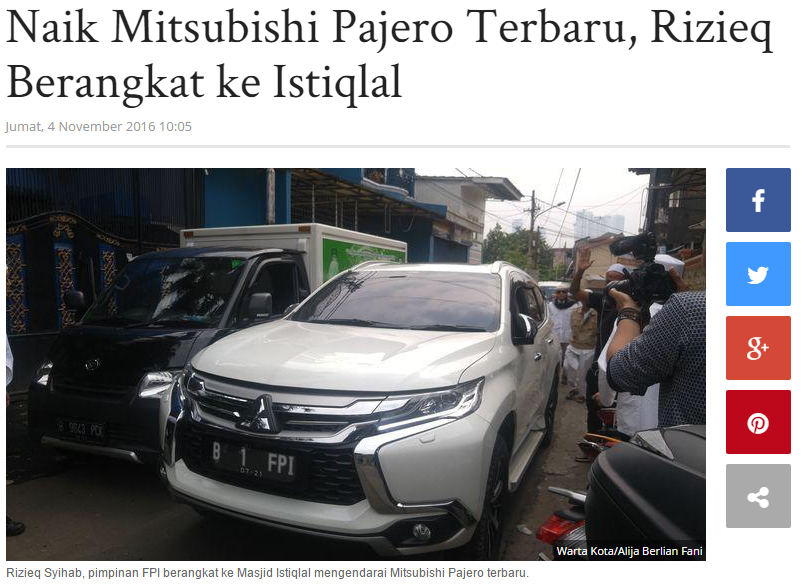 Naik Mitsubishi Pajero Terbaru, Rizieq Berangkat ke Istiqlal